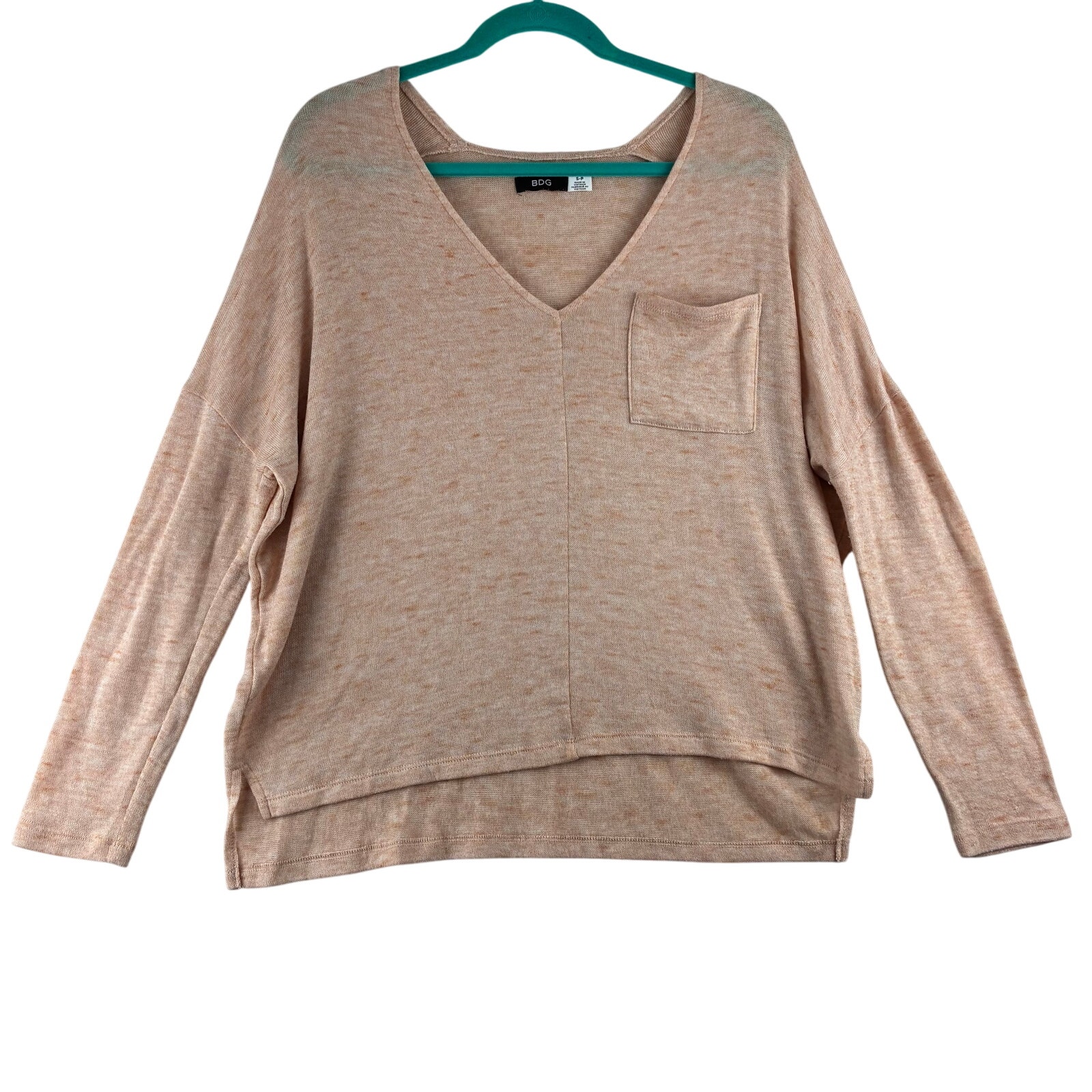 Bdg Long Sleeve Sweater Top Women's Way Oversized Small Heathered Rust/Cream